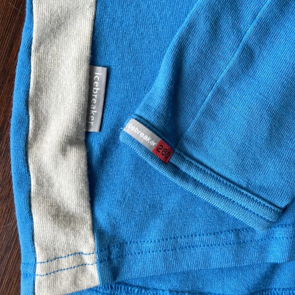 Icebreaker Bodyfit 260 Wool Zip Neck pullover Stripes Medium Blue Gray - Picture 7 of 12